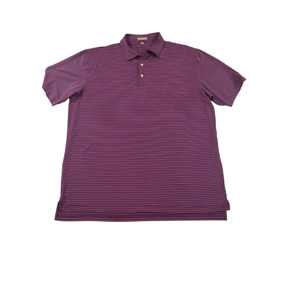 Peter Millar Purple Striped Golf Polo Shirt Short Sleeves Mens Size XXL